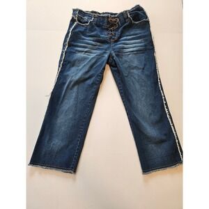 Carolina Blues Lace Up Front Jeans Womens 12 Dark Wash Crop Y2K